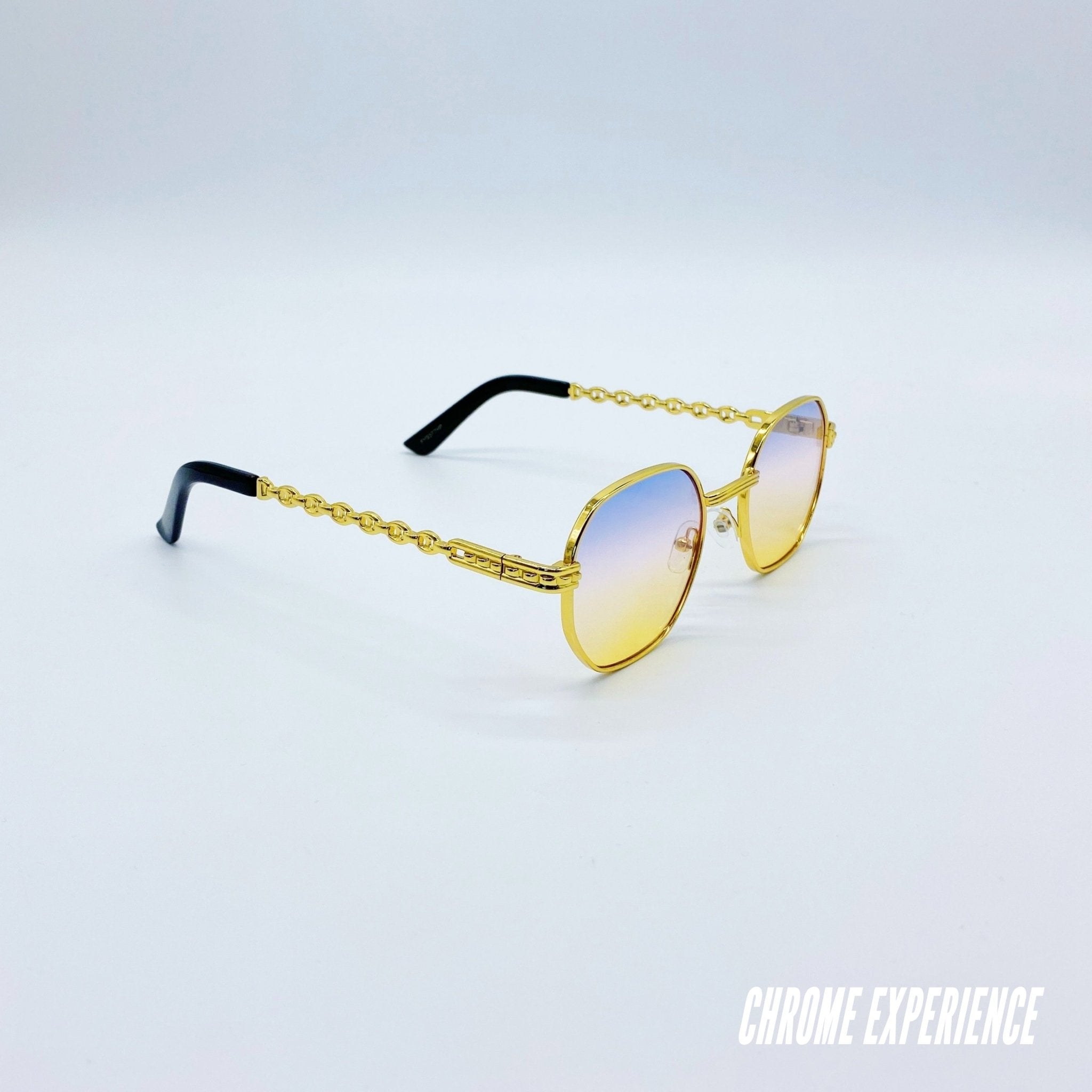 lunettes de soleil jaune bleu