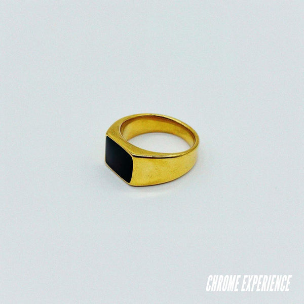 GOLD BLACK SIGNET RING