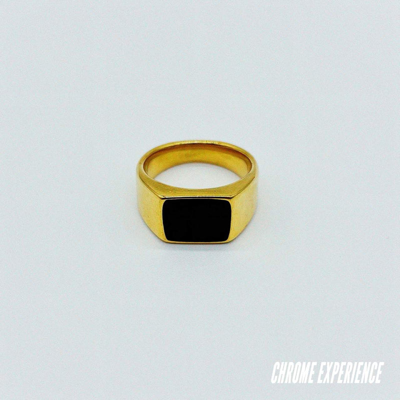 GOLD BLACK SIGNET RING