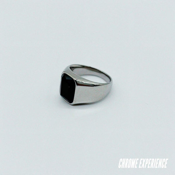 SILVER BLACK RING