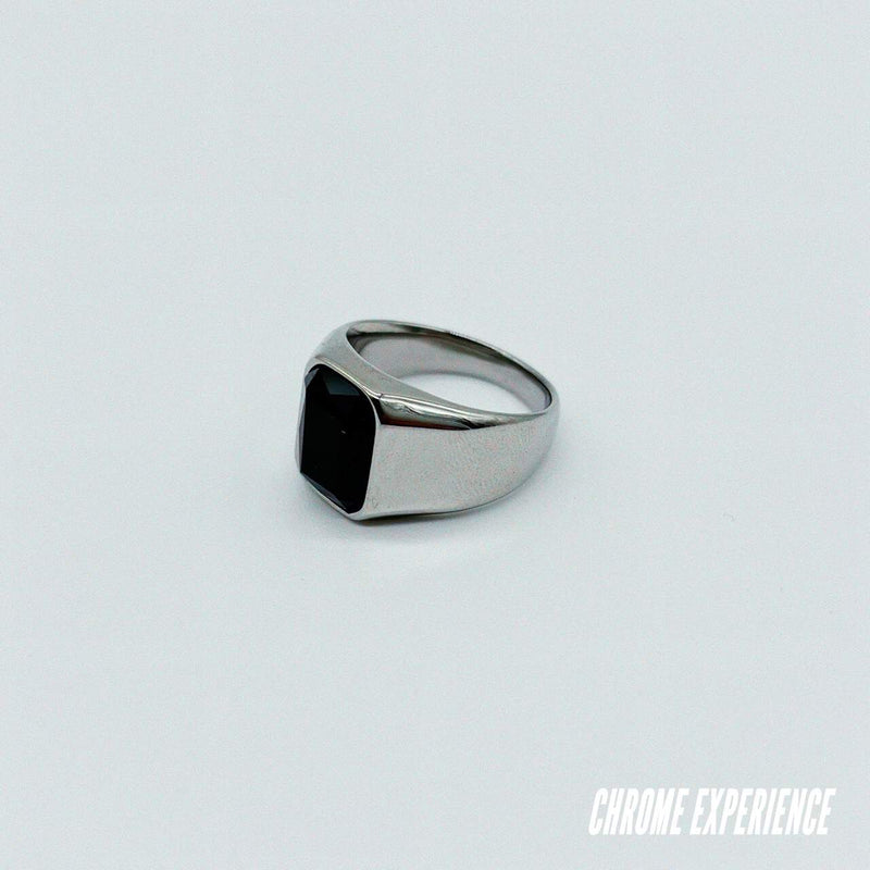 SILVER BLACK RING