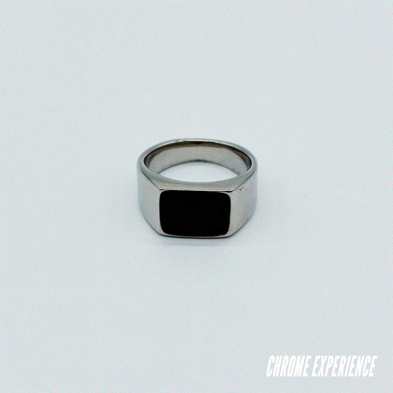 SILVER BLACK SIGNET RING