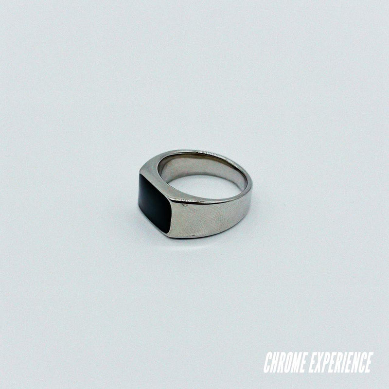 SILVER BLACK SIGNET RING